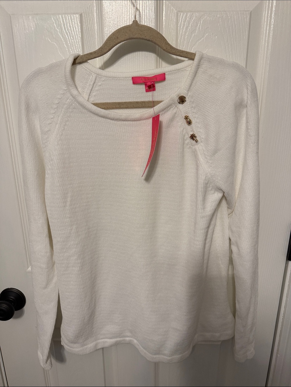 Women’s White Button-Accent Knit Top Brand New Lilly Pulitzer Sweater